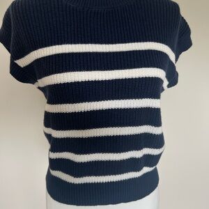 moon & madison Navy and White Striped Sweater Vest